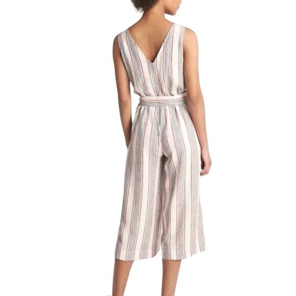 Gap Cream Red Grey Linen Capri Jumpsuit - Picture 10 of 12